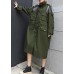 New army green overcoat trendy plus size long lapel drawstring coats
