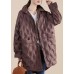 Coffee Stand Collar Button Loose Winter Puffers Long Down Jacket