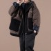 Casual oversize warm winter coat chocolate hooded patchwork plaid Parkas for women