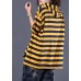 Women Cartoon print cotton top silhouette Neckline yellow striped shirt summer