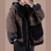 Casual oversize warm winter coat chocolate hooded patchwork plaid Parkas for women