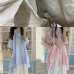 French nude stand collar linen clothes For Women low high design shirt Dress