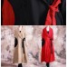 vintage trendy plus size long fall red turn-down collar tie waist coat