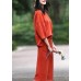 2021 new women cotton orange two pieces half sleeve tops and elastic  skirts