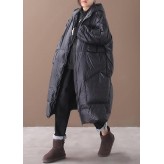 New black warm winter coat plus size down jacket hooded pockets women coats