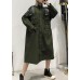 New army green overcoat trendy plus size long lapel drawstring coats