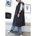 vintage plus size medium length sleeveless coats black hooded zippered coat