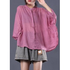 Classy linen Blouse Fashion Batwing Sleeve Comfortable Solid Color T-Shirt