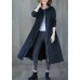 2019 Plus Size Fall Navy Ruffled Drawstring Zippered Coats