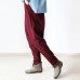 Burgundy warm winter pants thick cotton pants casual style buttons up