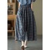 Plus Size Blue elastic waist Plaid Cotton Pants Spring