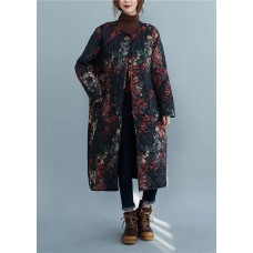 Casual plus size clothing winter coats floral pockets winter parkas