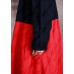 Elegant oversized long coat fall black patchwork red Jacquard pockets overcoat
