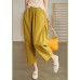 Plus Size Yellow elastic waist Pockets Pants Spring