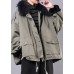 2019 army green casual outfit oversize snow jackets pockets faux fur collar winter coats