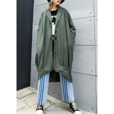 boutique gray green Coats Women oversize maxi coat Notched pockets asymmetric outwear