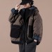 Casual oversize warm winter coat chocolate hooded patchwork plaid Parkas for women