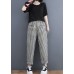 Vintage Black Plaid Pockets Harem Pants Spring