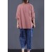 Handmade o neck cotton Long Shirts Inspiration pink prints top summer