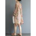Chic cotton tunic top Korea Retro Printed High Low Hem Comfortable Blouse