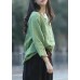 DIY linen green tunic top boutique Solid Color Single Breasted Reversible Blouse