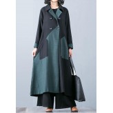 New plus size long coat fall jacket green patchwork double breast Coats Women